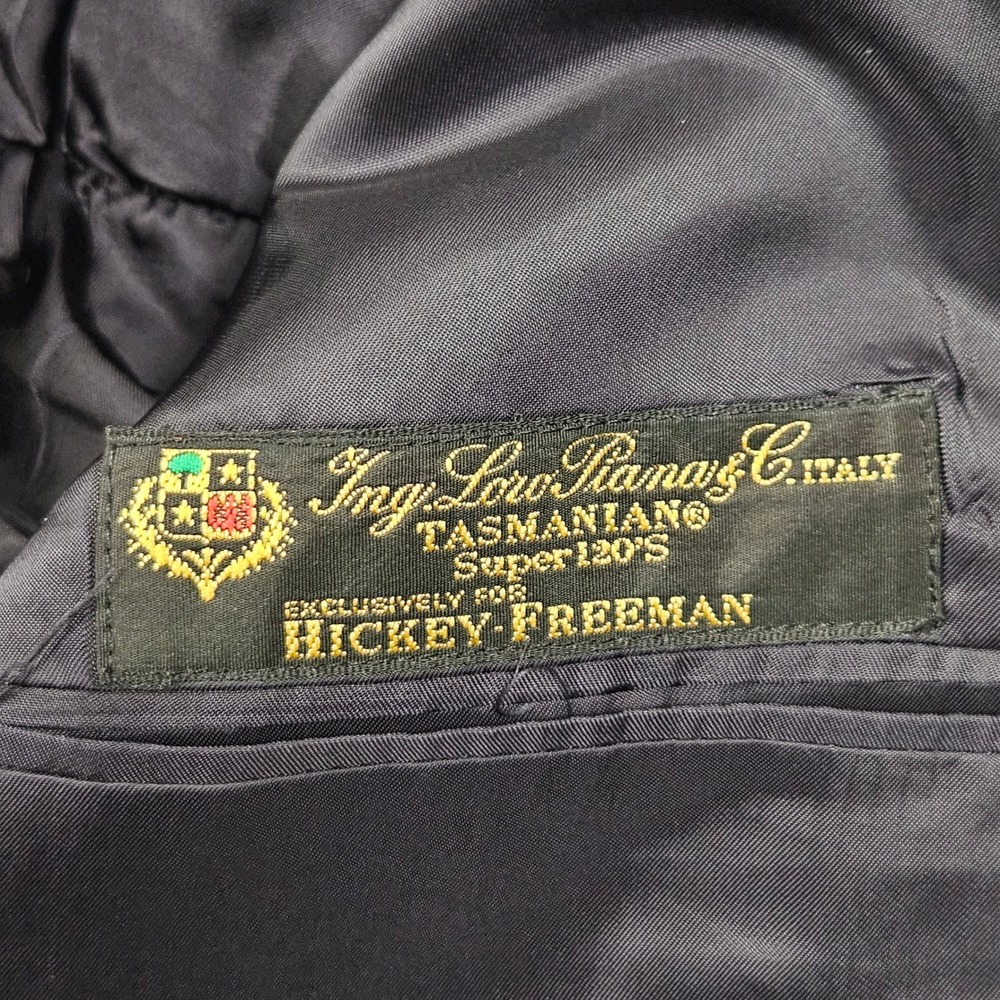 Hickey Freeman Blazer Mens 46L Navy Blue Loro Piana 100% Wool Jacket Formal Wear - Picture 5 of 10